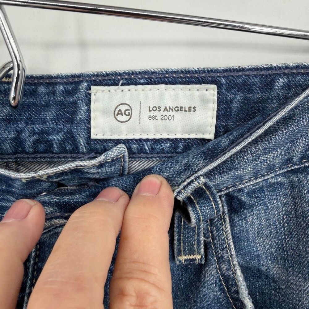 AG Adriano Goldschmied Blue Hattie Crop Raw Hem High-Rise Barrel Jeans Size 28 - Picture 5 of 12